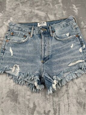 AGOLDE Denim Shorts Womens 24 High Waisted Button fly Swapmeet Distressed